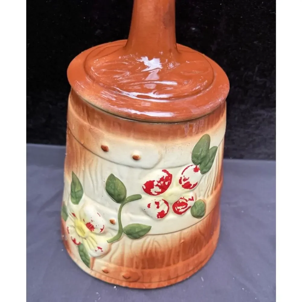 Vintage McCoy Pottery Butter Churn Dogwood Floral Cookie Jar c 1940s Made in USA